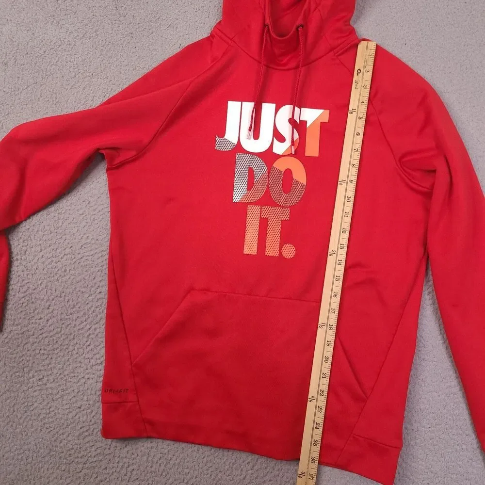 Nike Hoodie Sweatshirt Mens Medium Dri Fit Red‎ Just Do It Athletic Pullover - Picture 10 of 16
